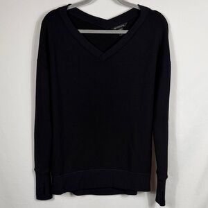 Athleta Black V-Neck‎ Sweatshirt. Womens Oversized S. Slide slits. Very soft